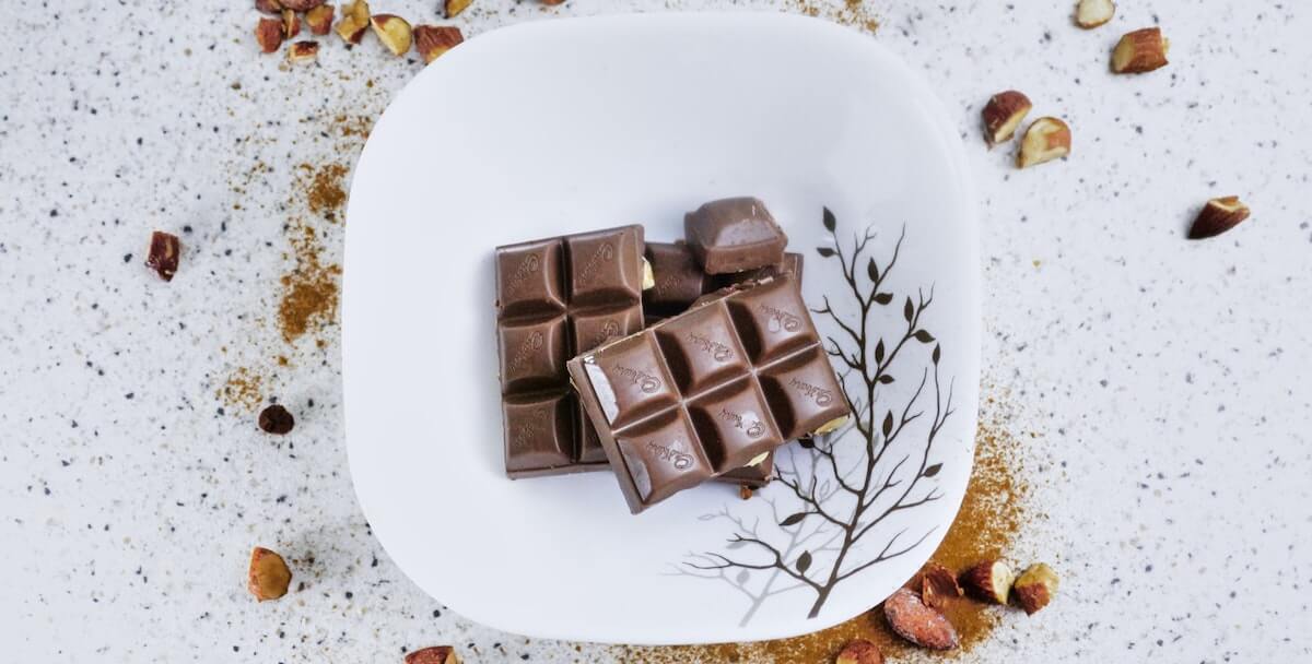 Chocolate bars on a plate
