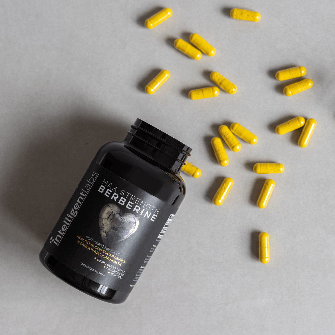 berberine bottle and capsules